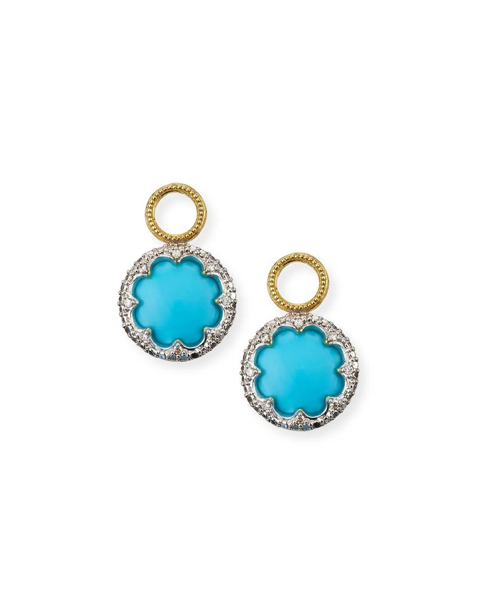 Provence 18k Round Earring Charms w/ Pave, Turquoise